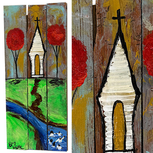 Billy Moore 10 x 25 Church Between Two Trees WP5630
